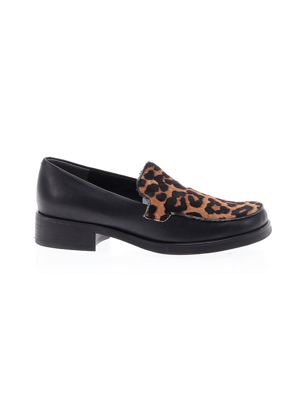 Franco Sarto Black Loafer with Leopard Haircalf Vamp